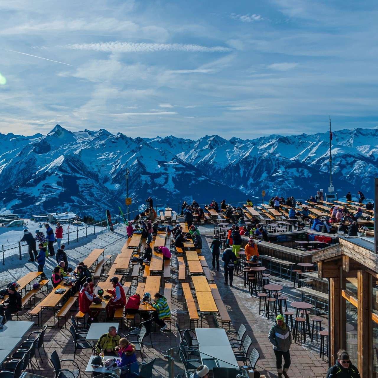 Wintergebiete und Bergrestaurants